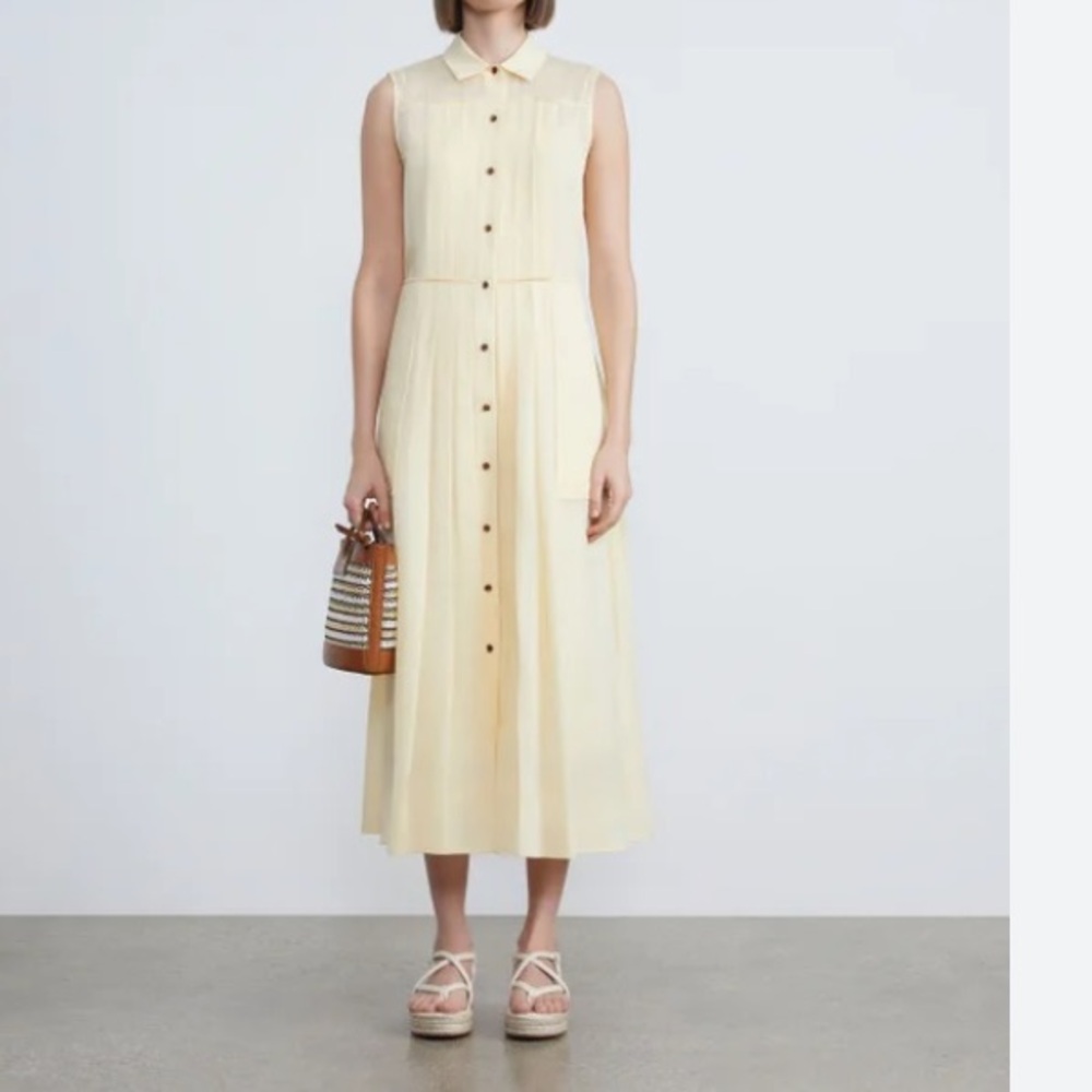 Layfayette 148 voile pin tuck dress